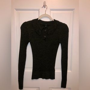 J. Crew Ruffle Collar Ribbed Merino Wool Sweater